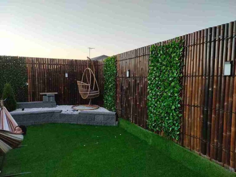Backyard Corner with Hanging Egg Chair
