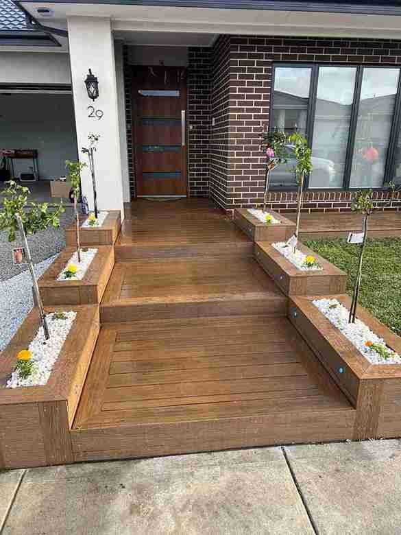Front Entry Deck with Floral Planters