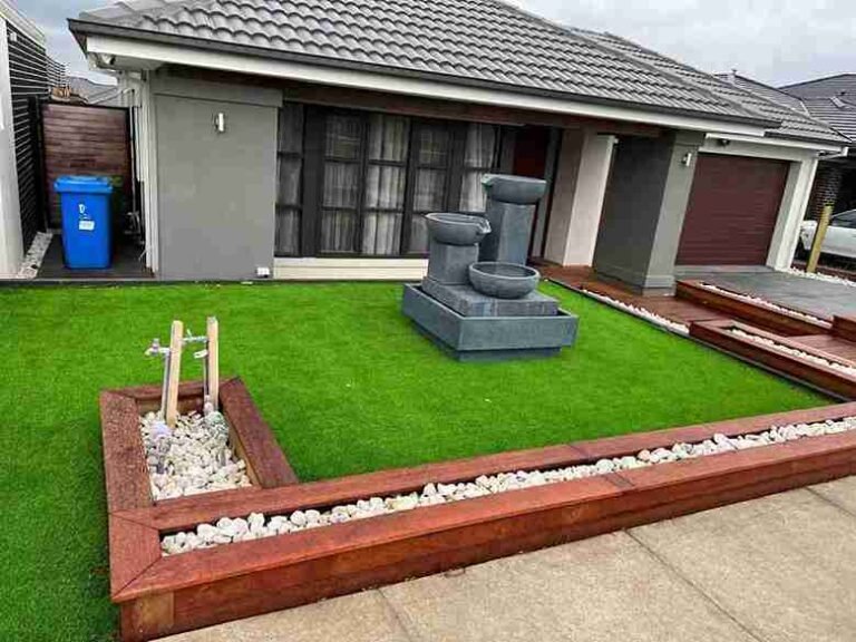 Front Yard Tiered Fountain + Turf