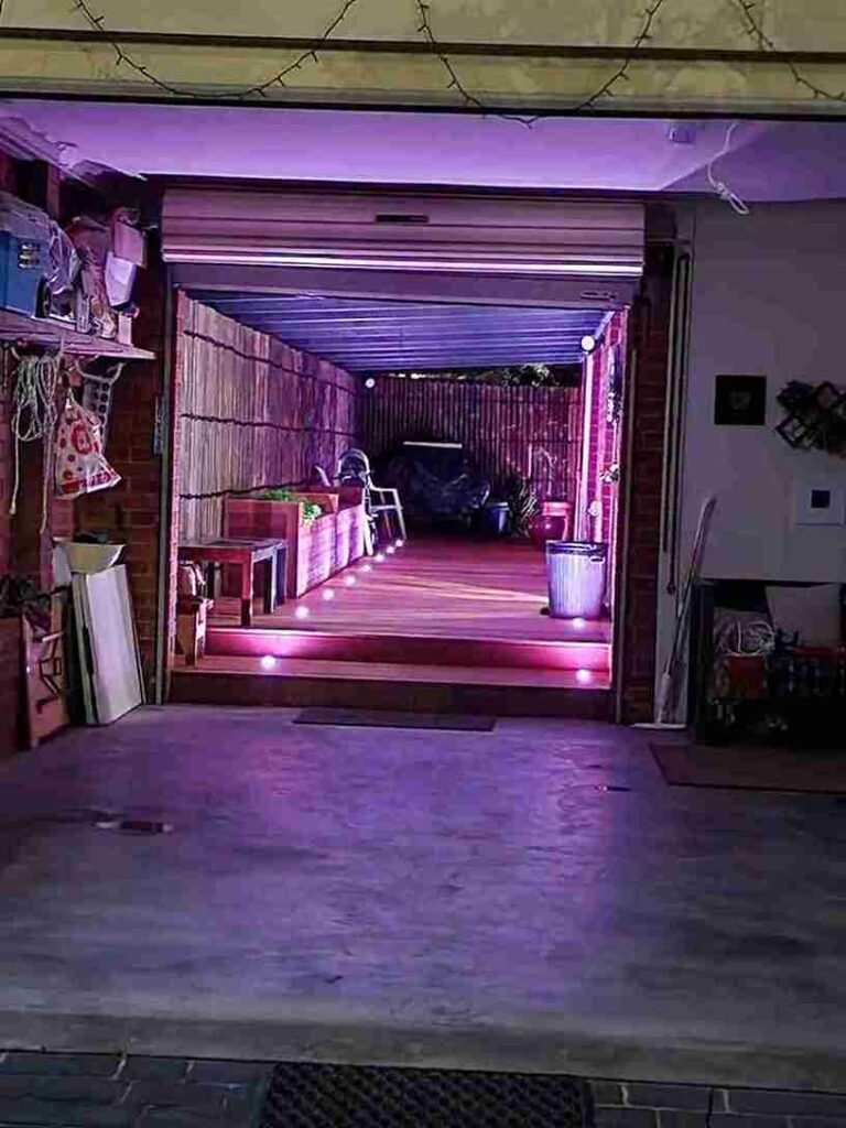 Garage-view Purple LED Deck Lighting
