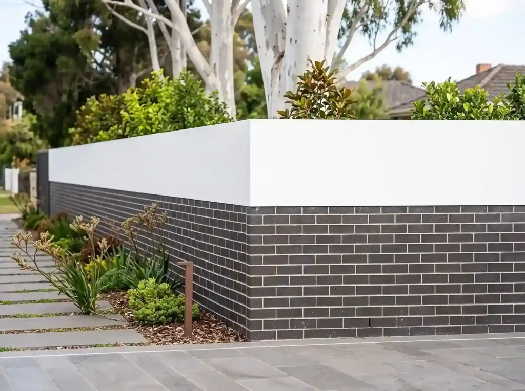 Rendered brick boundary wall in Cranbourne
