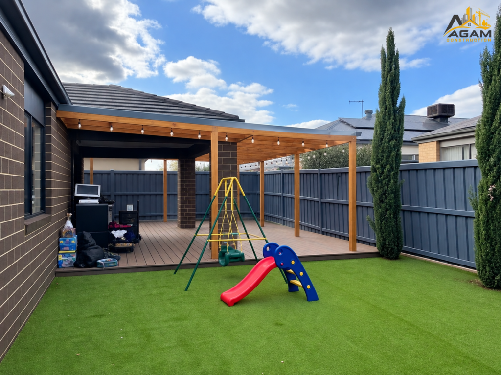 timber deck with pergola in Cranbourne backyard